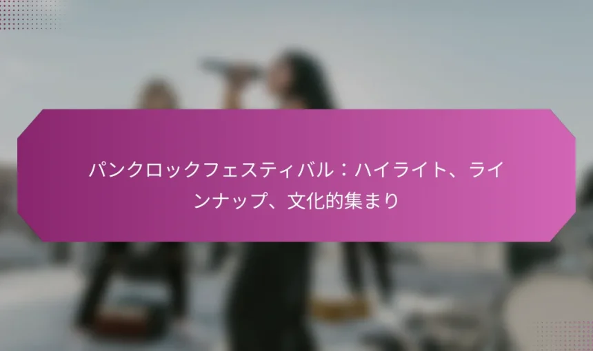 パンクロックフェスティバル：ハイライト、ラインナップ、文化的集まり