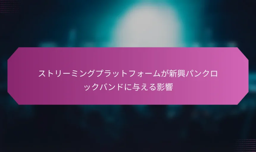 ストリーミングプラットフォームが新興パンクロックバンドに与える影響