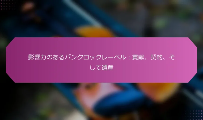影響力のあるパンクロックレーベル：貢献、契約、そして遺産