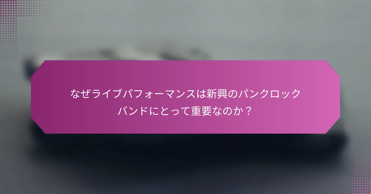 なぜライブパフォーマンスは新興のパンクロックバンドにとって重要なのか？